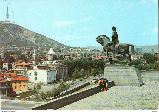 Tbilisi - monument of King Vakhtang Gorgasali - horse - postal stationery - AVIA - 1981 - Georgia USSR - unused - JH Postcards