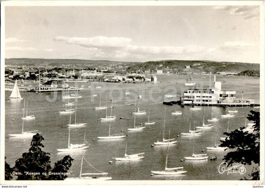 Oslo - Kongen og Dronningen - boat - old postcard - 1957 - Norway - used