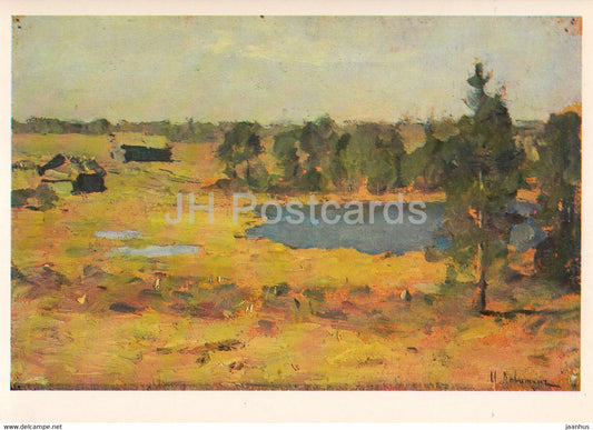 painting by I. Levitan - Lake . Shed at the edge of the forest - Russian art - 1985 - Russia USSR - used - JH Postcards