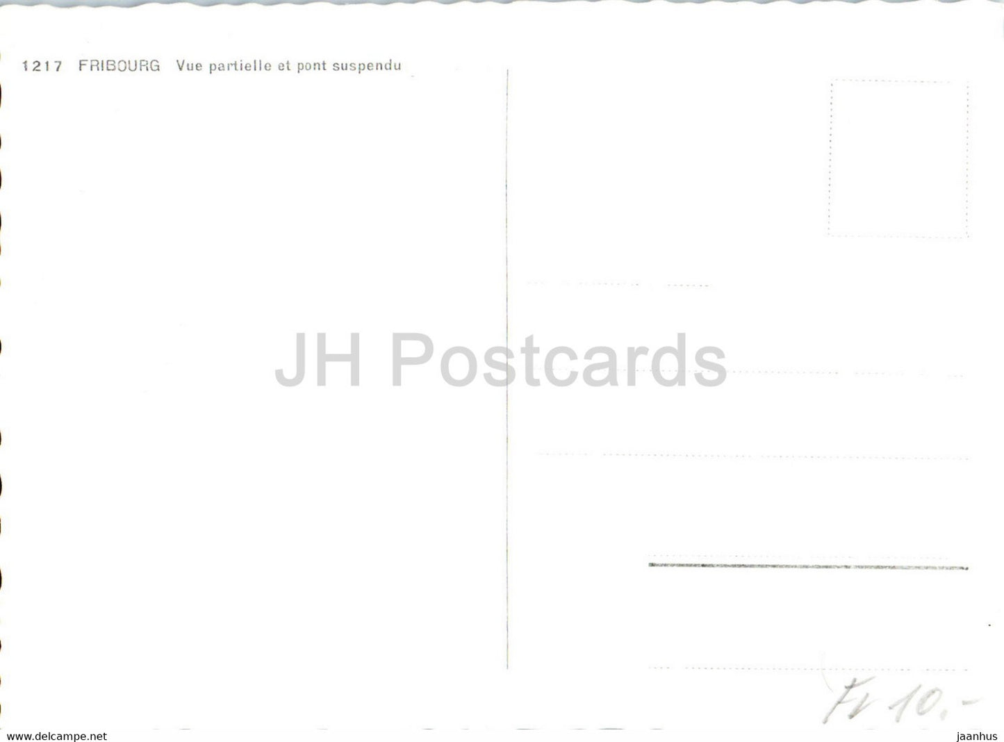 Fribourg - Vue partielle et pont suspendu - pont suspendu - 1217 - Suisse - inutilisé