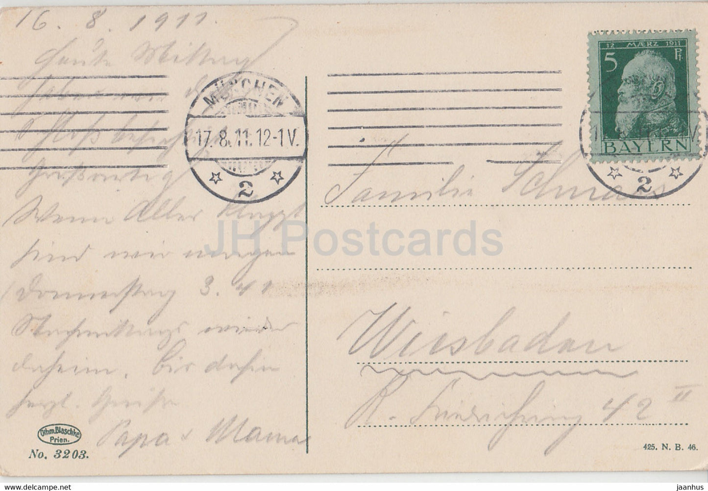 Herreninsel im Chiemsee - 3203 - old postcard - 1911 - Germany - used