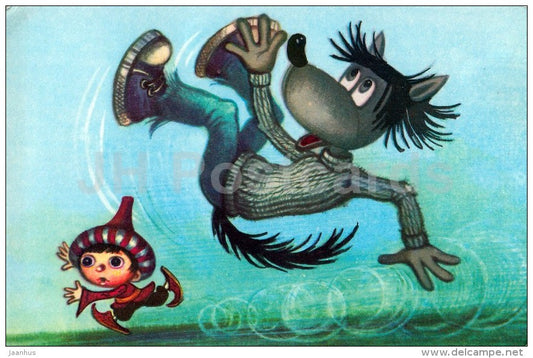 The Smallest Dwarf - dwarf - wolf - Russian Fairy Tale - 1984 - Russia USSR - unused - JH Postcards