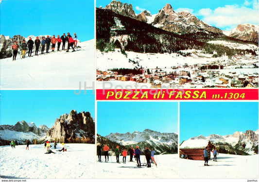 Pozza di Fassa 1304 m - alpine skiing - 1973 - Italy - used - JH Postcards