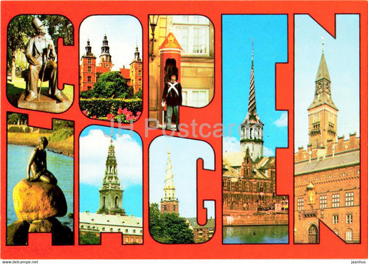 Copenhagen - Andersen monument - Little Mermaid - Guard - Colorama - multiview - Denmark - unused - JH Postcards