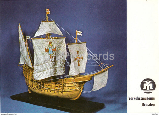 St Maria - model sailing ship - Verkehrsmuseum Dresden - DDR Germany - unused - JH Postcards