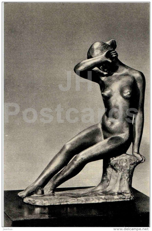 sculpture by Aristide Maillol - Sitting Woman , 1905 - nude woman - french art - unused - JH Postcards
