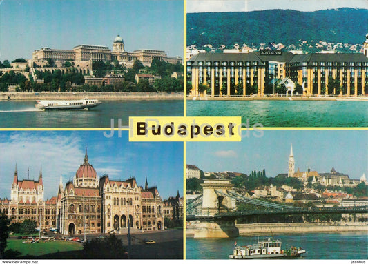 Budapest - parliament - hotel Aquincum - bridge - architecture - 1992 - Hungary - used - JH Postcards