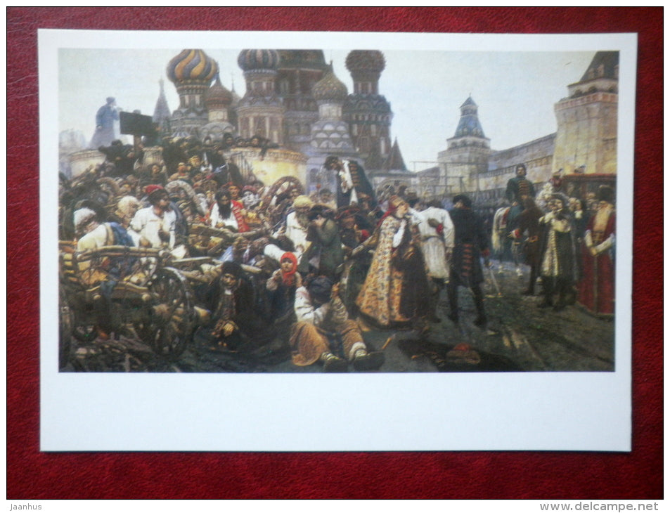 painting by V. Surikov , Strelets' execution morning , 1881 - cannons - russian art  - unused - JH Postcards