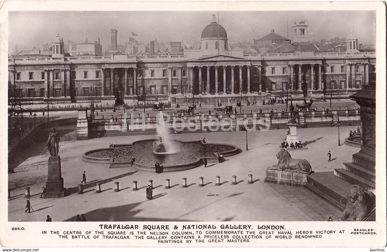 London - Trafalgar Square & National Gallery - Beagles - old postcard - England - United Kingdom - used - JH Postcards