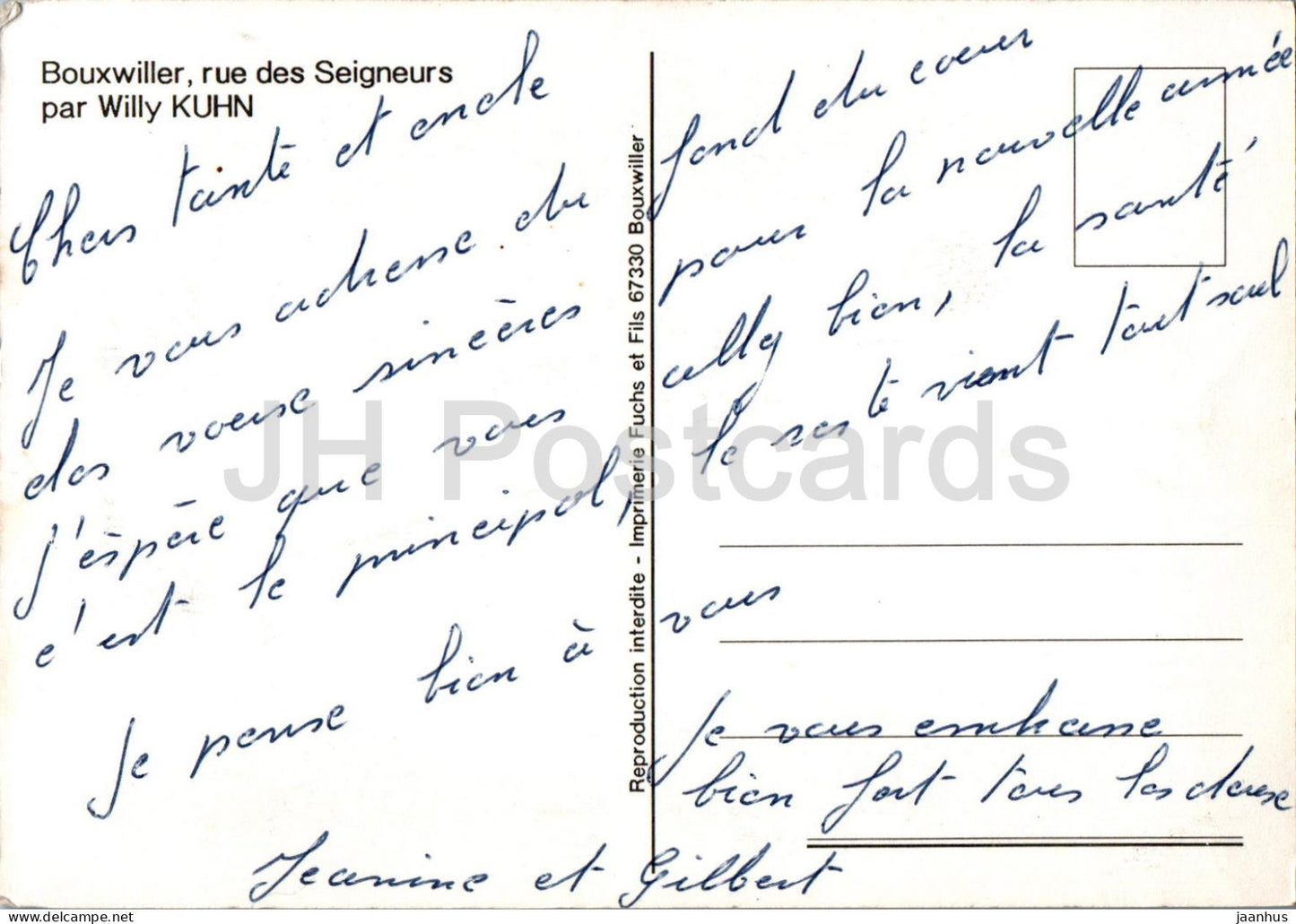 Bouxwiller - rue des Seigneurs - illustration by Willy Kuhn - France - used