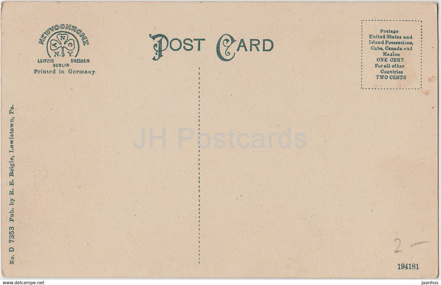Lewistown - Moonlight on Jacks Creek - PA - 7353 - carte postale ancienne - États-Unis - USA - inutilisé