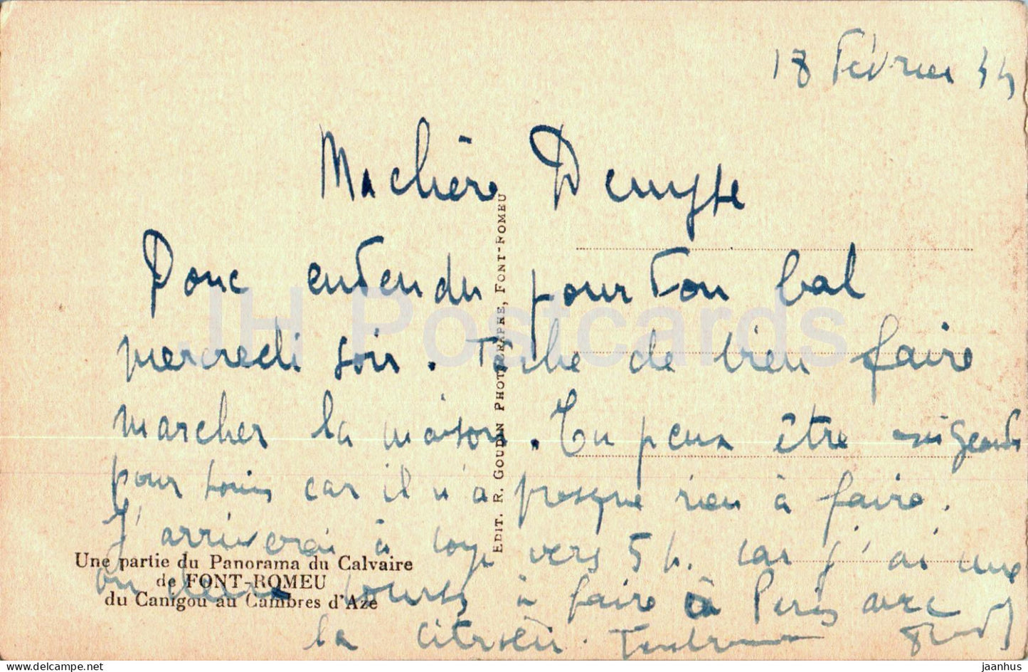 Un partie du Panorama du Calvaire de Font Romeu du Canigou au Canbres d'Aze - old postcard - 1939 - France - used