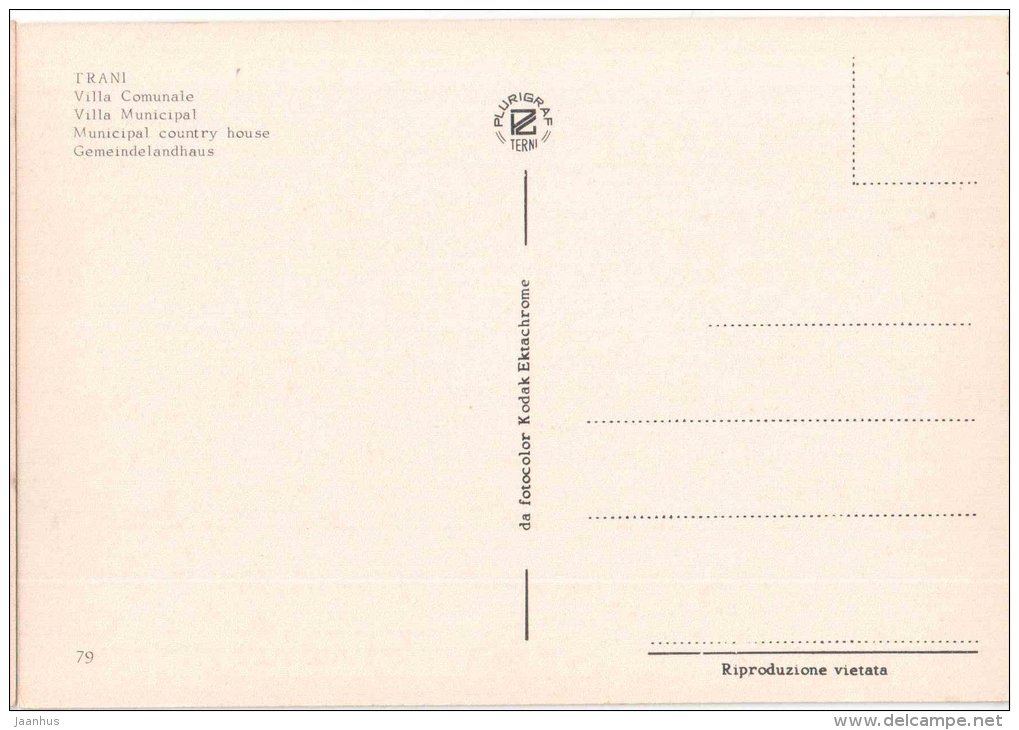 Villa Comunale - Municipal Country House - Trani - Puglia - 79 - Italia - Italy - unused - JH Postcards