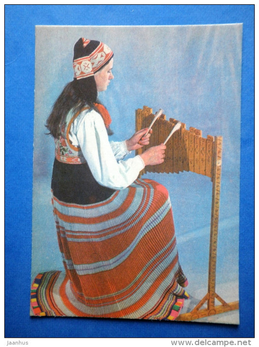 Knocking Boards - Estonian folk instruments - folk costume - 1979 - Estonia USSR - unused - JH Postcards