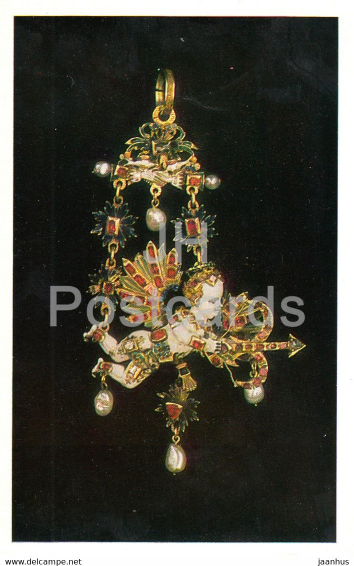 Jewels - Enamelled Gold Pendant - Germany 16th Century - The Hermitage - Leningrad - Russia - USSR - 1982- used - JH Postcards