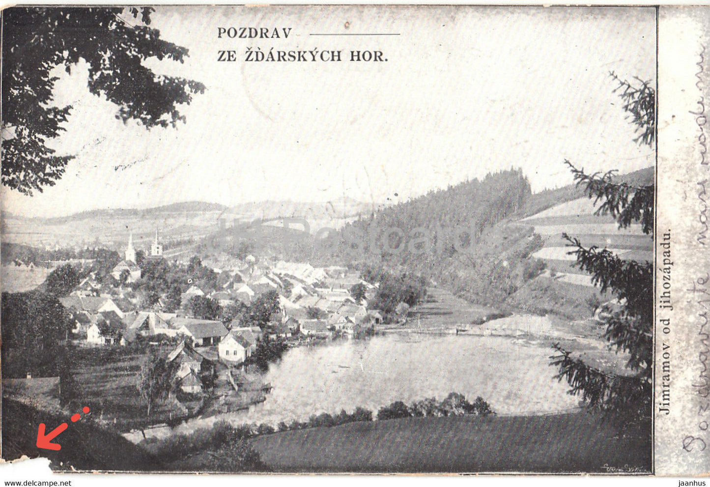 Pozdrav ze Zdarskych Hor - Jimramov od jihozapadu - old postcard - 1907 - Czech Republic - used - JH Postcards