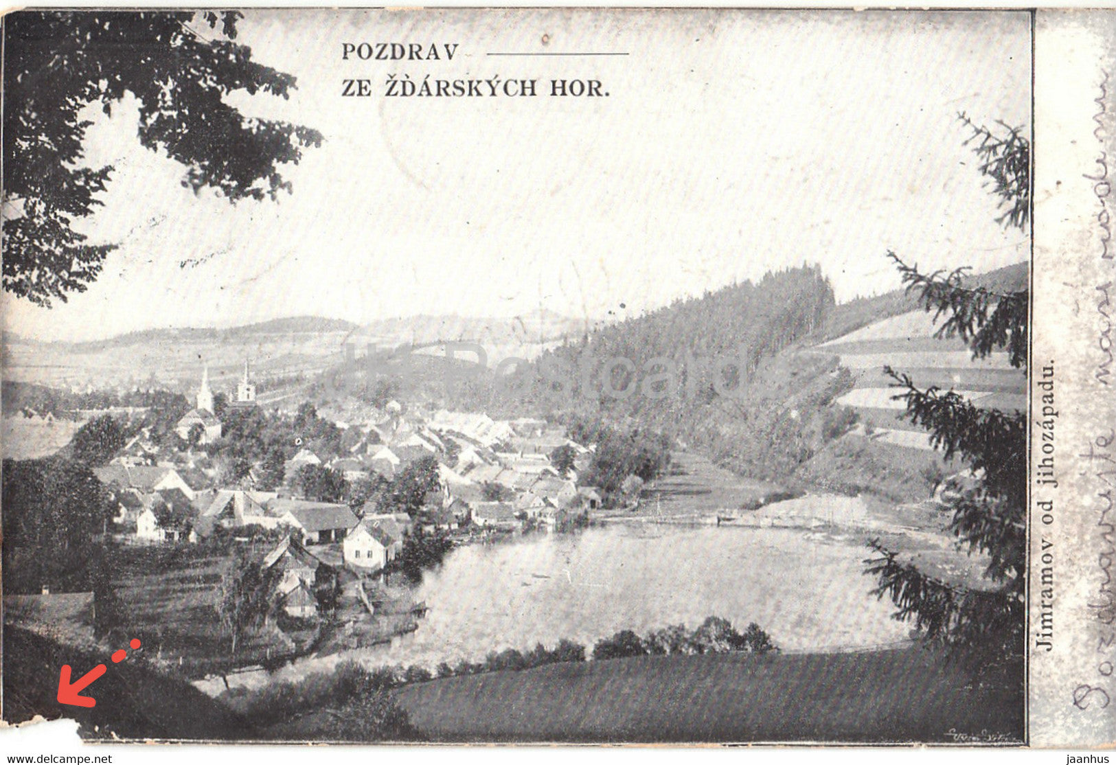 Pozdrav ze Zdarskych Hor - Jimramov od jihozapadu - old postcard - 1907 - Czech Republic - used - JH Postcards