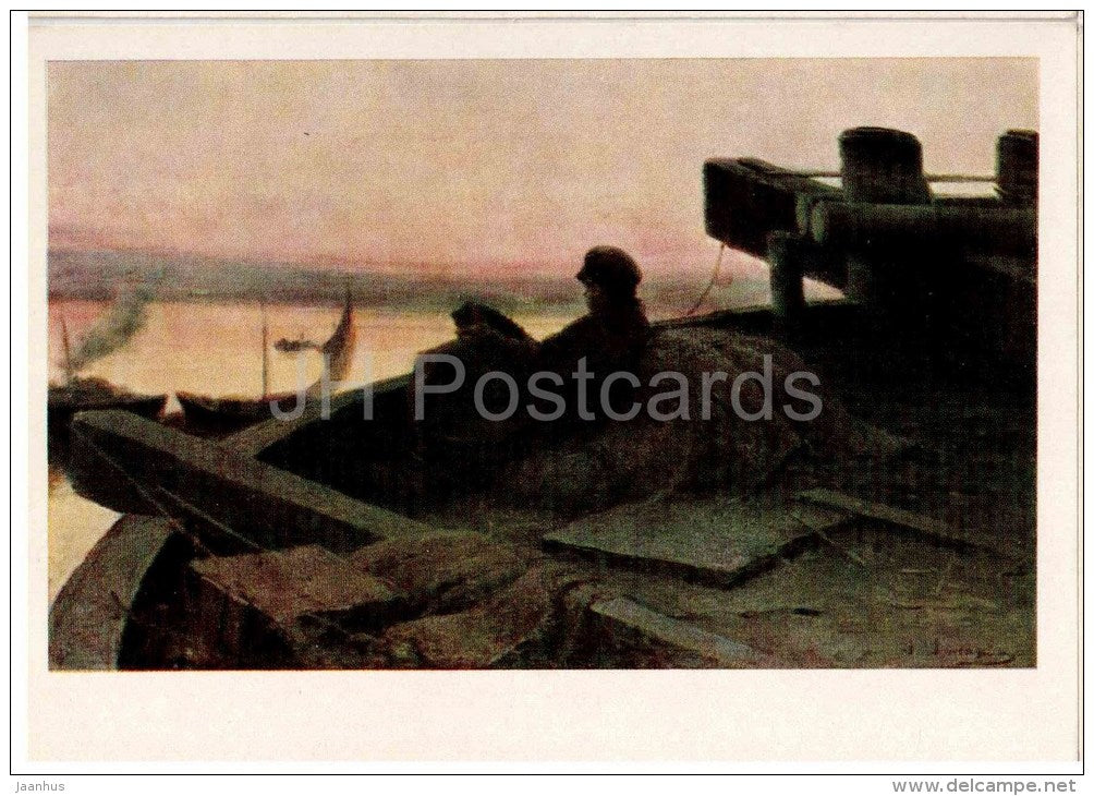 painting by A. Arkhipov - On the Volga river , 1889 - russian art - unused - JH Postcards