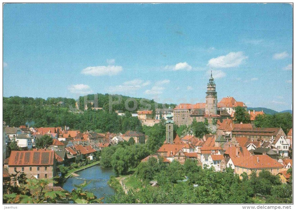 Cesky Krumlov - 1 - castle - town hall - Czech - used 1994 - JH Postcards