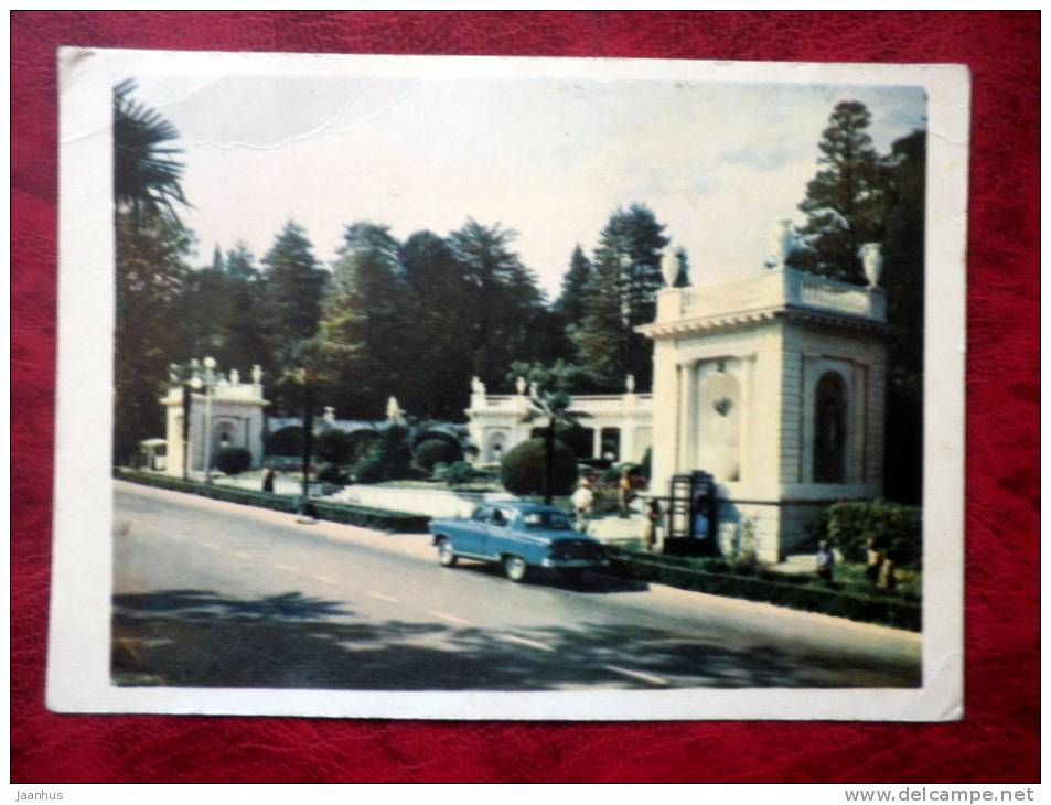 Sochi - entrance to the Dendrarium - car - 1963 - Russia - USSR - unused - JH Postcards