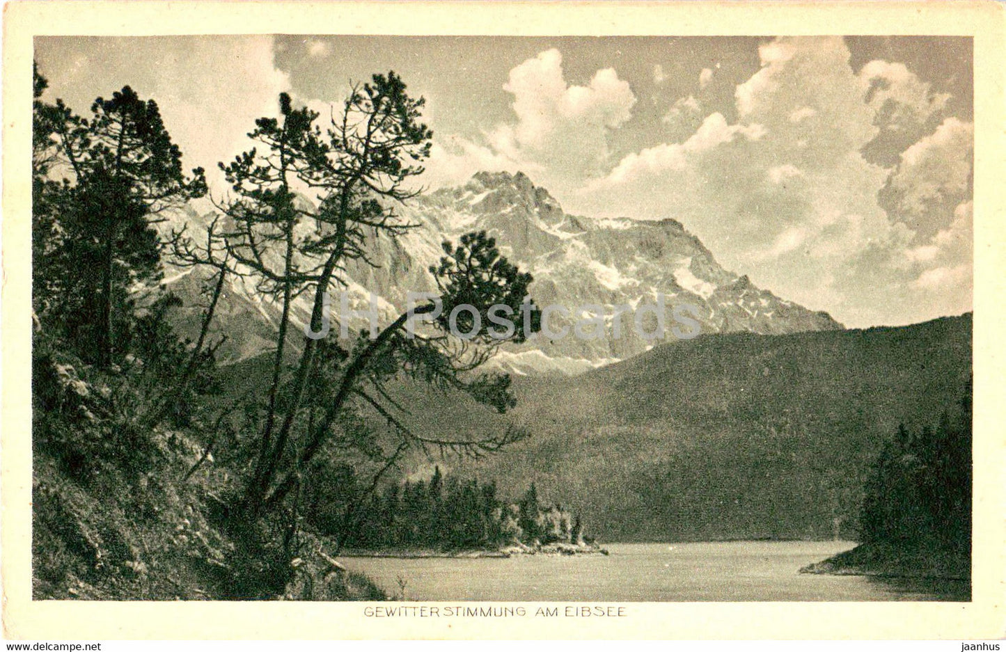Gewitterstimmung am Eibsee - 1140 - old postcard - Germany - unused - JH Postcards