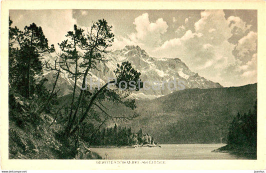 Gewitterstimmung am Eibsee - 1140 - old postcard - Germany - unused - JH Postcards