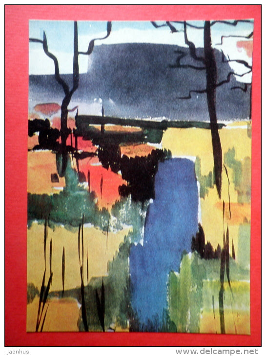 painting by K. Fridrihsons - Landscape . 1967 - aquarelle - latvian art - unused - JH Postcards