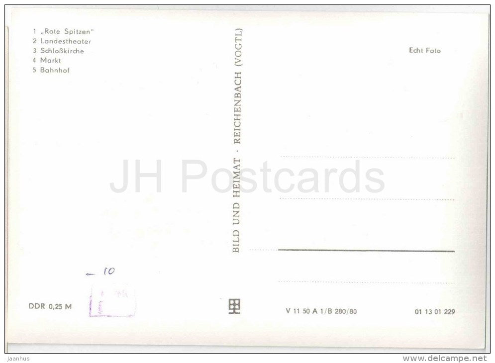 Gruss aus Altenburg - Rote Spitzen - Landestheater - Schlosskirche - Markt - Bahnhov - Germany - DDR - unused - JH Postcards