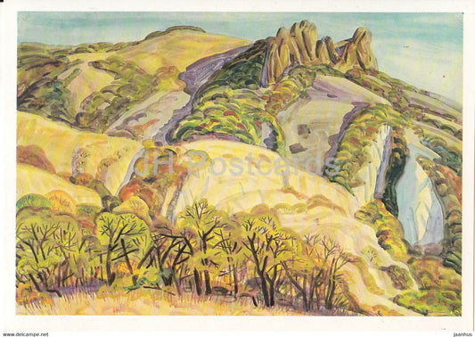 painting by G. Efimochkin - Koktebel - Autumn in Crimea - Russian art - 1989 - Russia USSR - unused - JH Postcards