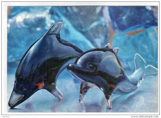 Sculpture Dolphins by A. Balabin - Glass items - 1973 - Russia USSR - unused - JH Postcards