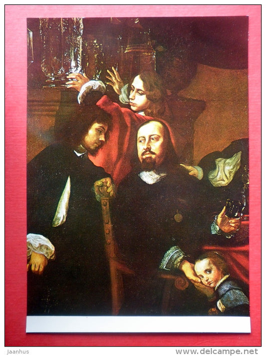 Painting by Karel Skreta - Family Portrait of the Gem-Corver Dionysio Miseroni , about 1653 - czech art - unused - JH Postcards