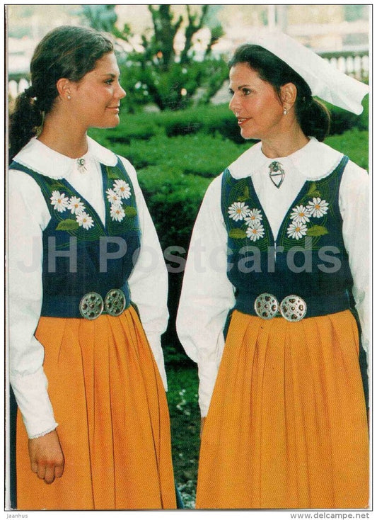 H. M. Queen Silvia and Crown Princess Victoria - Sweden - unused - JH Postcards