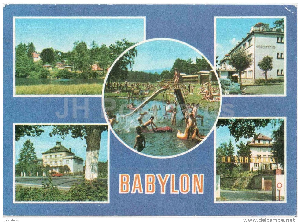 Babylon - Domazlice district - swimming pool - Czechoslovakia - Czech - used - JH Postcards