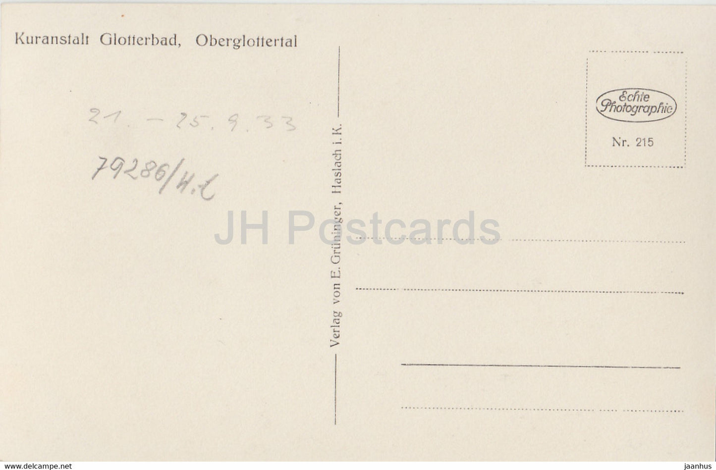 Kuranstalt Glotterbad - Oberglottertal - 215 - Allemagne - inutilisé
