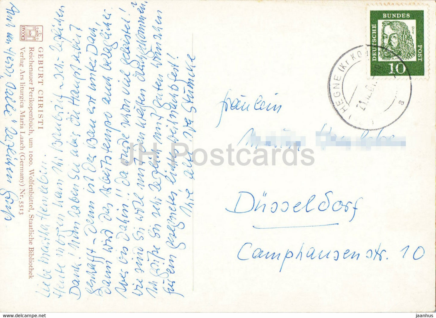 Geburt Christi - Reichenauer Perikopenbuch um 1000 - Wolfenbüttel - Bibliothek - alte Postkarte - Deutschland - gebraucht