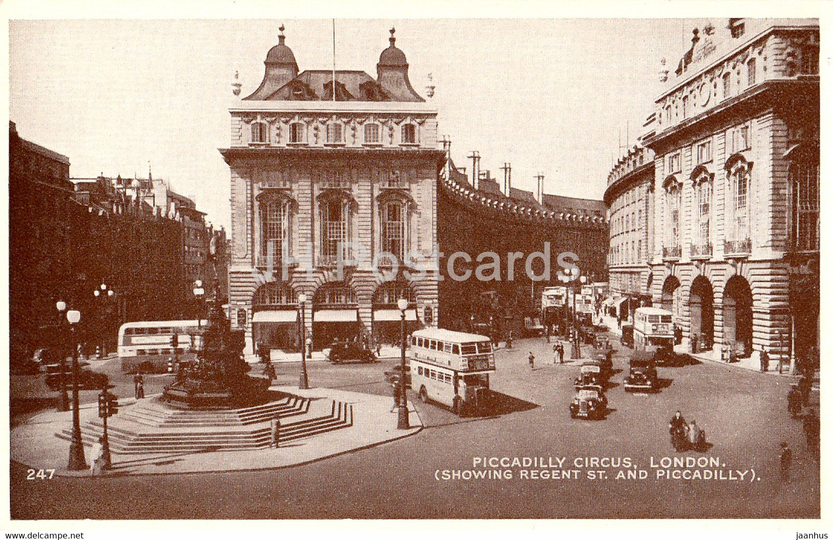 London - Piccadilly Circus - Showing Regent St and Piccadilly - bus - old postcard - United Kingdom - England - unused - JH Postcards
