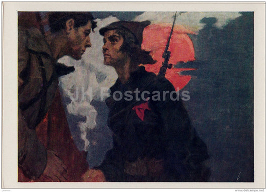 illustration by A. Atsmanchuk - soldier - Red Army - Songs of Civil War - 1962 - Russia USSR - unused - JH Postcards