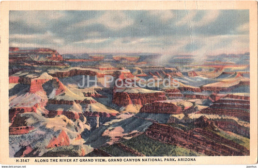 Along the river at Grand view  - Grand Canyon National Park - Arizona - old postcard - 1953 - USA - used - JH Postcards
