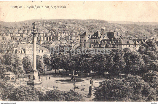 Stuttgart - Schlossplatz mit Siegessaule - 6331 - old postcard - Germany - used - JH Postcards