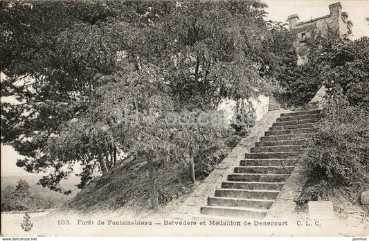 Foret de Fontainebleau - Belvedere et Medaillon de Denecourt - 103 - old postcard - France - unused - JH Postcards