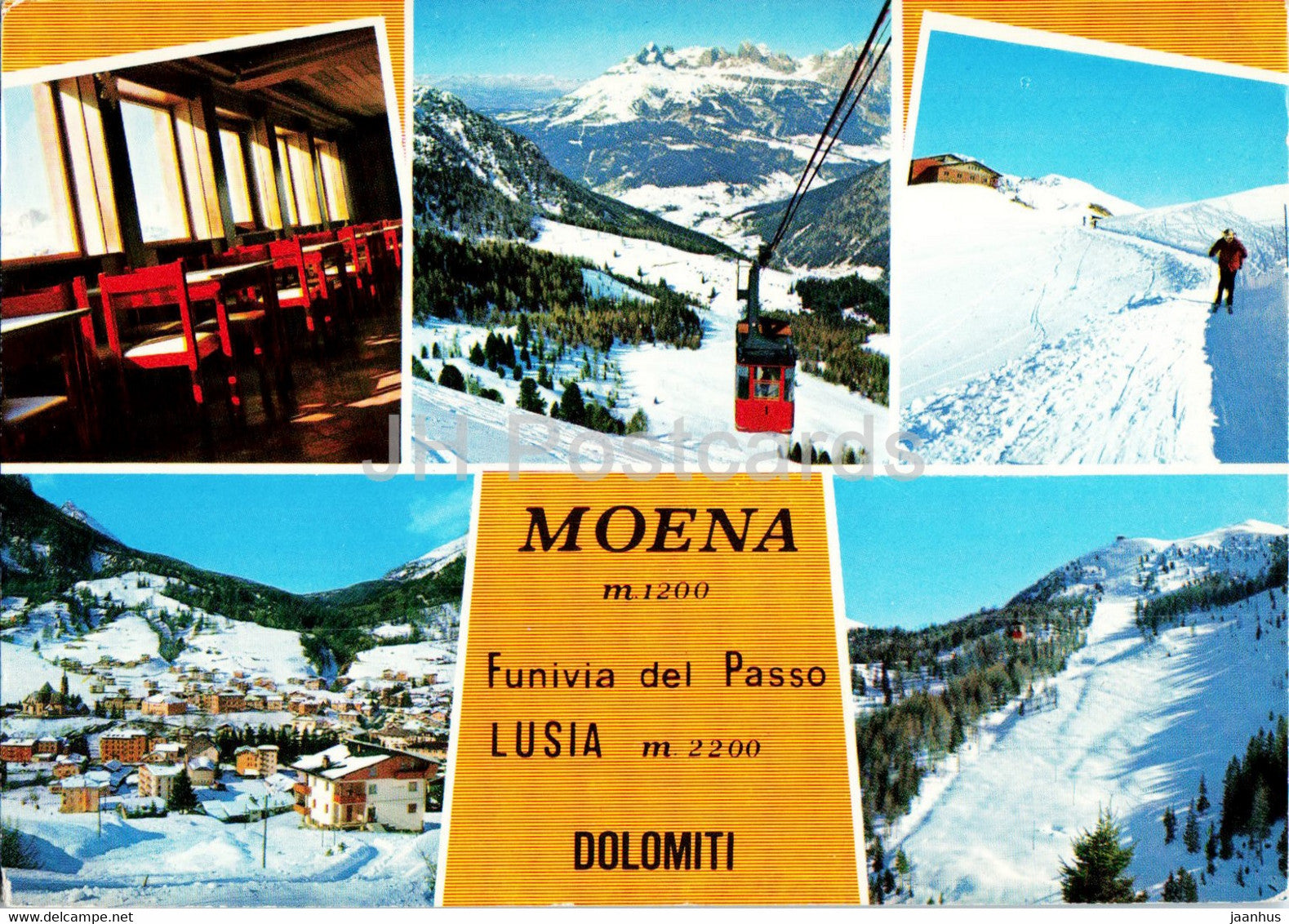 Moena - Funivia del Passo - Lusia - Dolomiti - cabel car - 1971 - Italy - used - JH Postcards