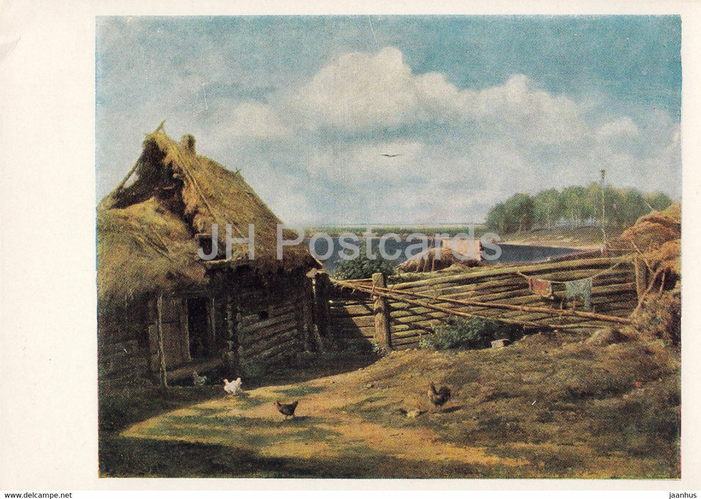 painting by Unknown Artist - Peasant's Courtyard - 1 - Russian art - 1963 - Russia USSR - unused - JH Postcards