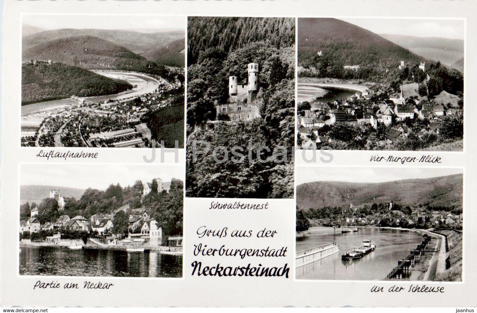 Gruss aus der Vierburgenstadt Neckarsteinach - old postcard - 1957 - Germany - used - JH Postcards