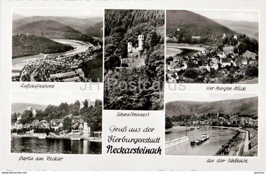 Gruss aus der Vierburgenstadt Neckarsteinach - old postcard - 1957 - Germany - used - JH Postcards