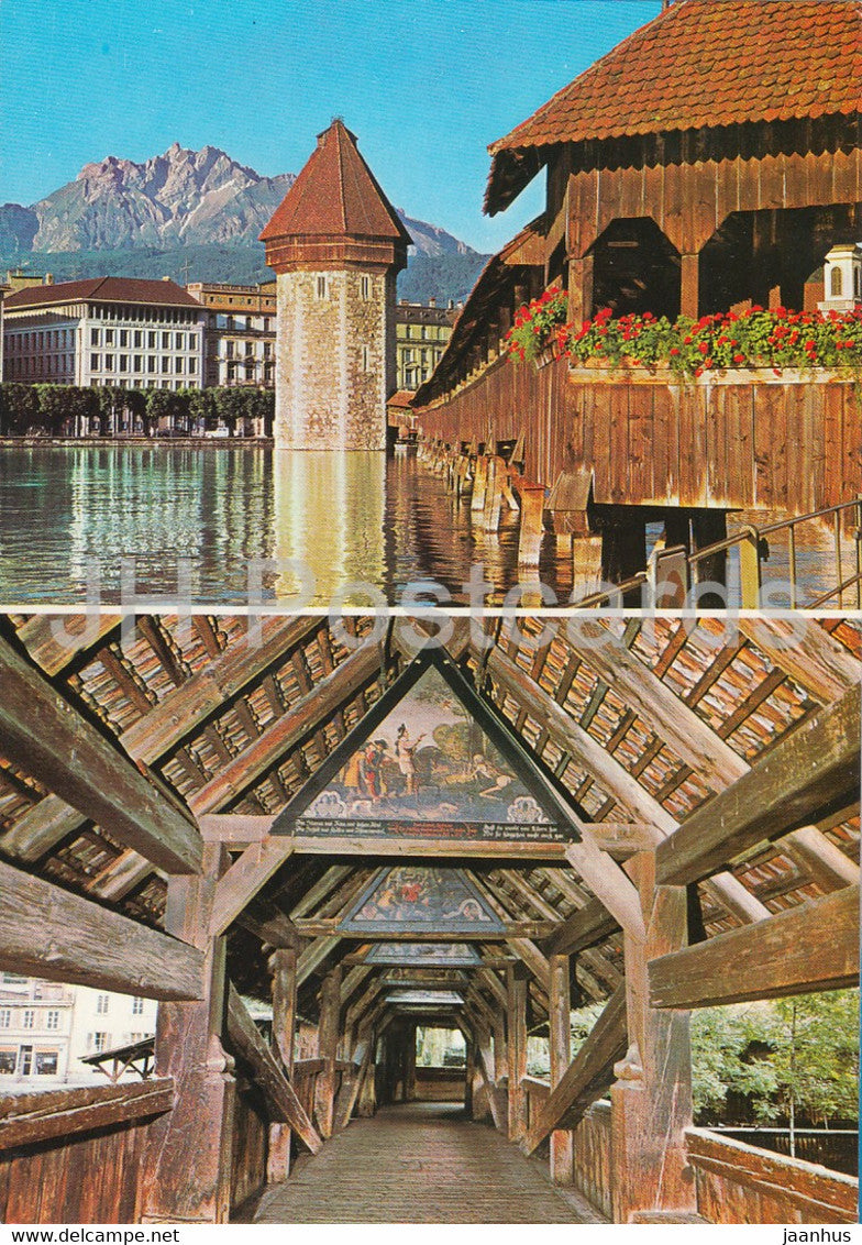 Luzern - Lucerne - Kapellbrucke mit Wasserturm - 1985 - Switzerland - used - JH Postcards