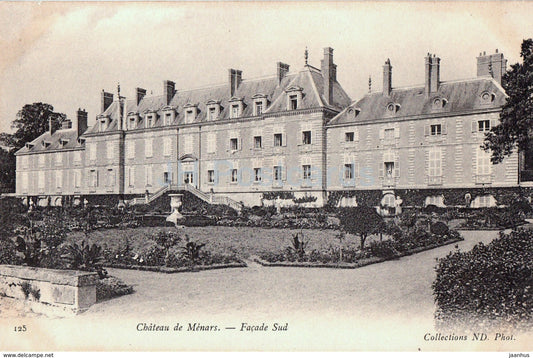 Chateau de Menars - Facade Sud - castle - 125 - old postcard - France - unused - JH Postcards