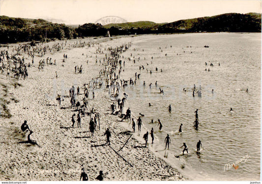Sjosanden - Mandal - beach - old postcard - 1954 - Norway - used