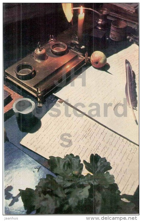 Memorial House of Pushkin - The Poet´s Desk - Mikhaylovskoye Museum Reserve - Pushkin - 1970 - Russia USSR - unuse - JH Postcards