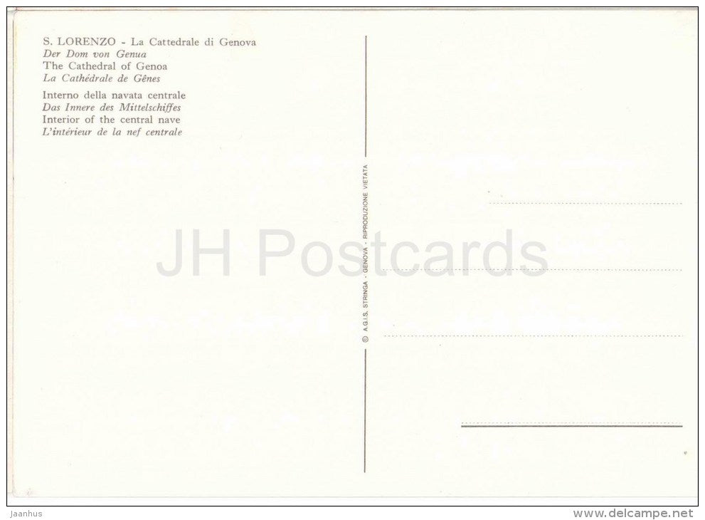 Interno della Navata Centrale - La Cattedrale di Genova - S. Lorenzo - Genova - Liguria - Italia - Italy - unused - JH Postcards
