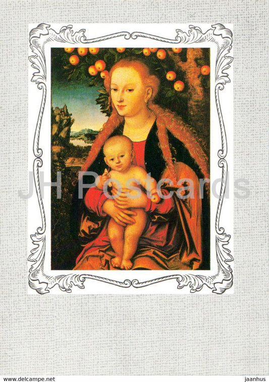 painting by Lucas Cranach the Elder - Madonna with Child under Apple Tree - German art - 1983 - Russia USSR - unused - JH Postcards